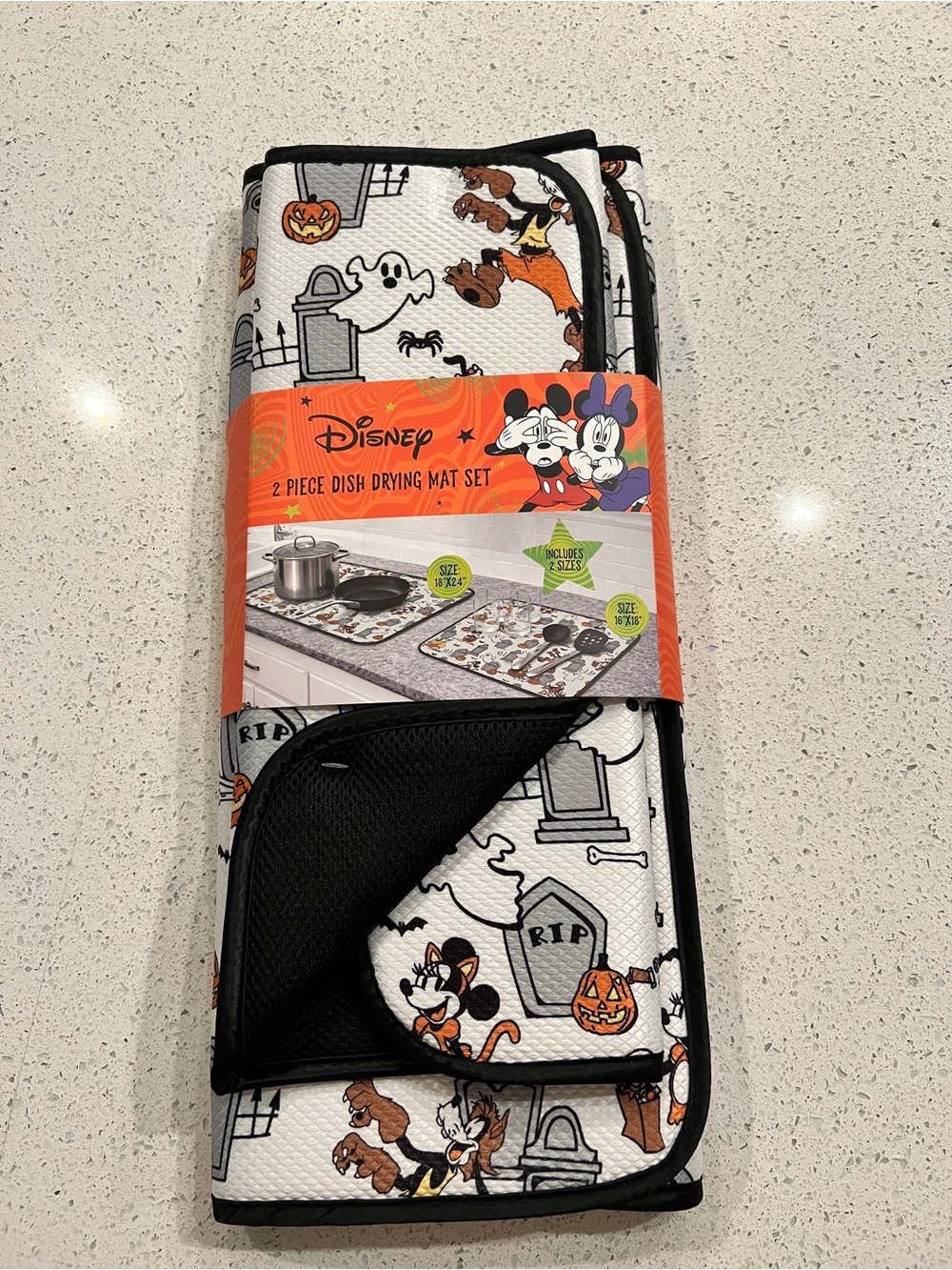Adorable Disney Fab 5 Halloween dish drying mat set